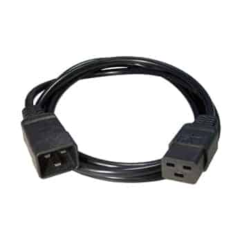 2.5m Mains Extension Lead Plug C19 to C20 Power Cable/Connector - Black